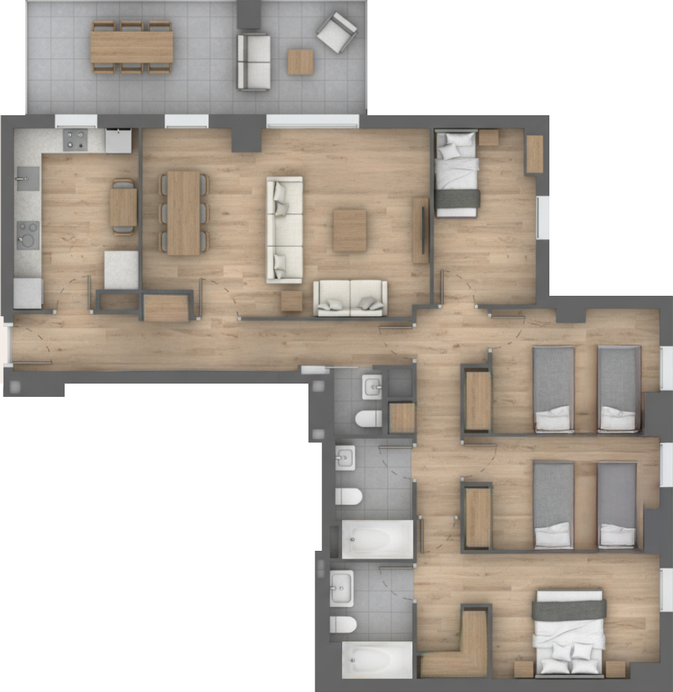Habitación sin unir al salón
